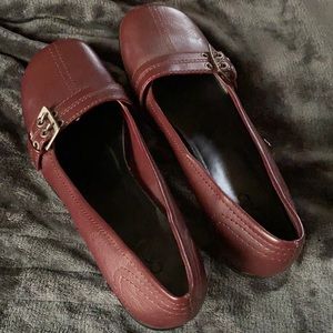 Brownish Burgundy dress shoes with side buckles